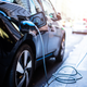 Stock photo of electric car charging